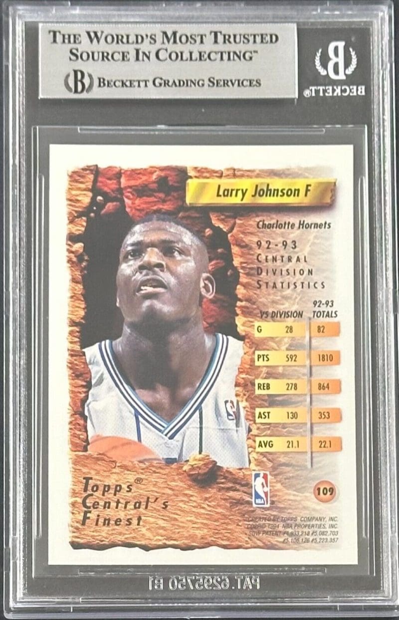 Larry Johnson 1993-94 Topps Finest Card #109 CF Beckett Authentication - Image 2