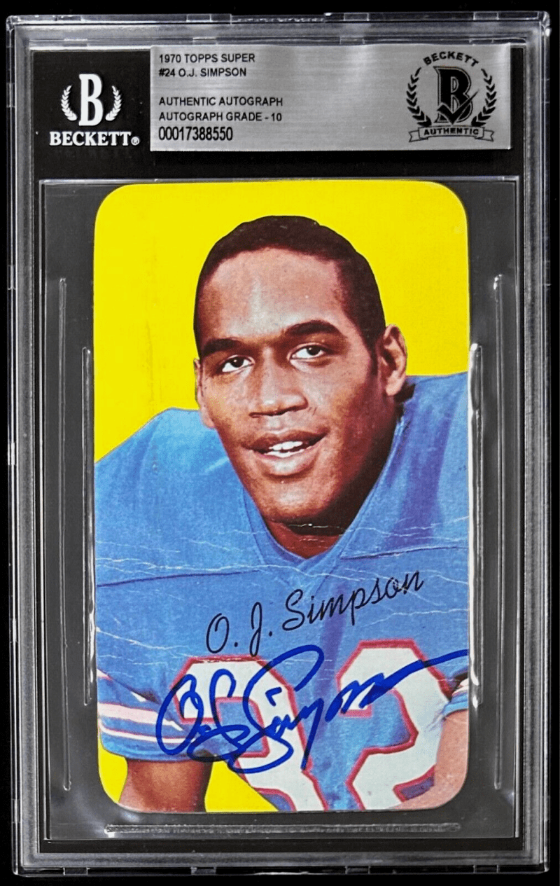 O.J. Simpson Signed 1970 Topps Super Card #24 Beckett 17388550 Auto 10 Rookie