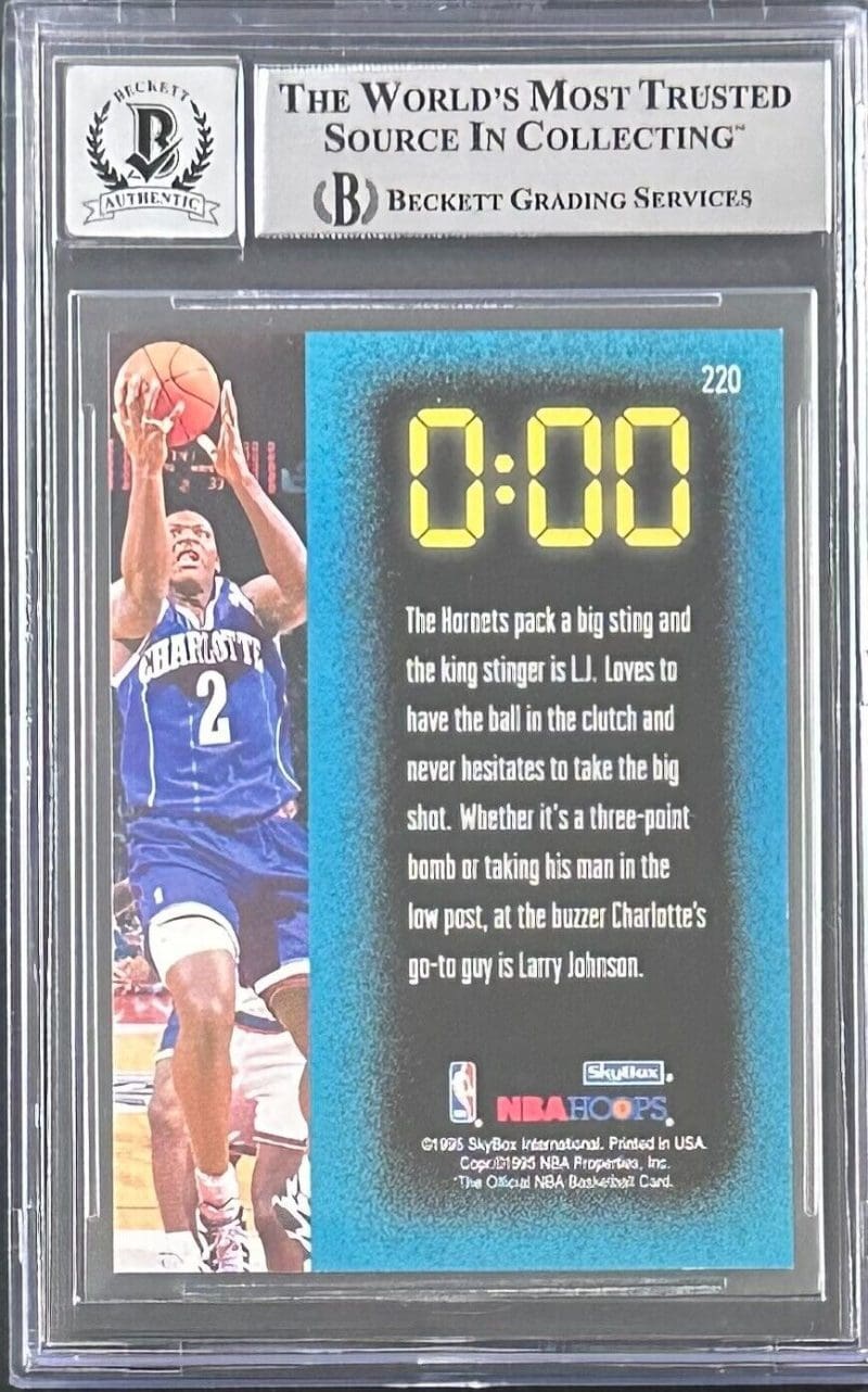 Larry Johnson 1995-96 NBA Hoops BB #220 Beckett Authentication Auto 10 - Image 2