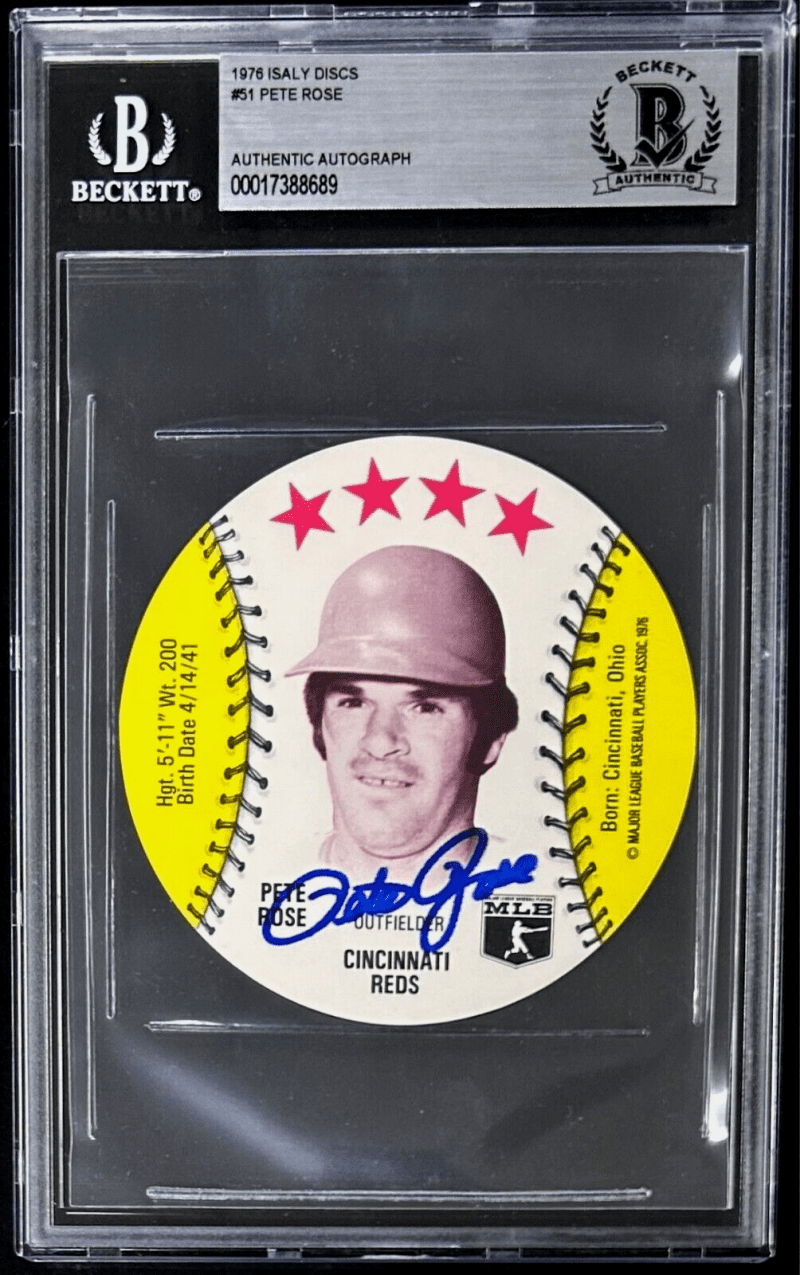Pete Rose Signed 1976 Isaly's Discs #51 Beckett 17388689