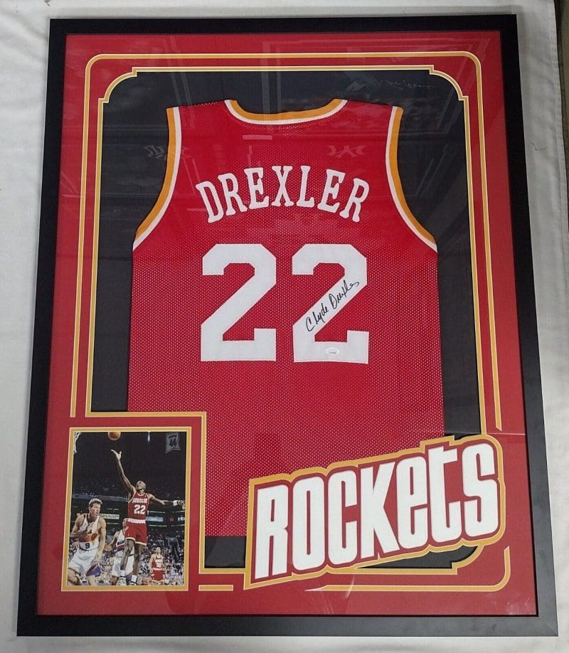 Clyde Drexler Signed Autographed Framed Jersey JSA Authentication
