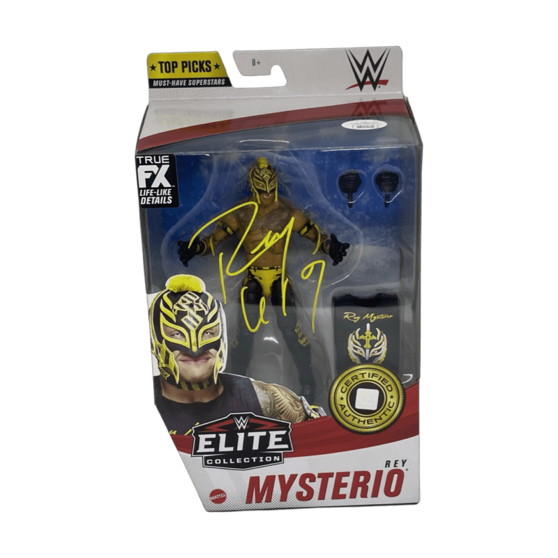 Rey Mysterio Signed Elite Top Pick Action Figure JSA Authenticated  Yellow