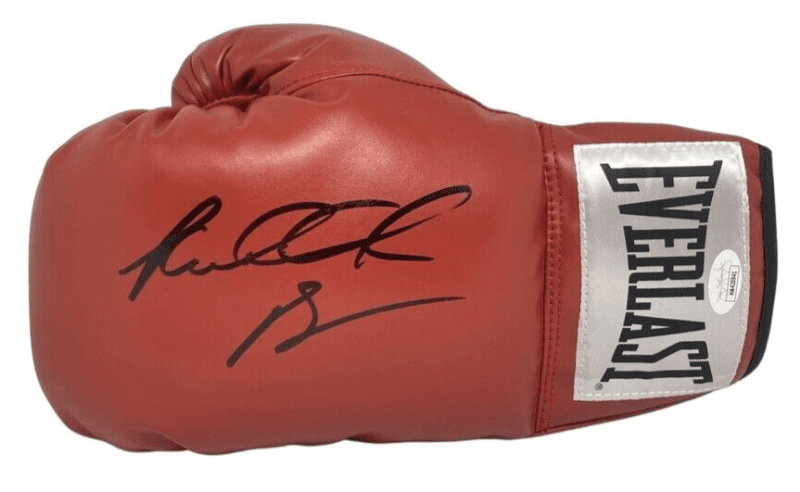 Riddick Bowe Signed Autographed Red Boxing Glove JSA Authenticated Left