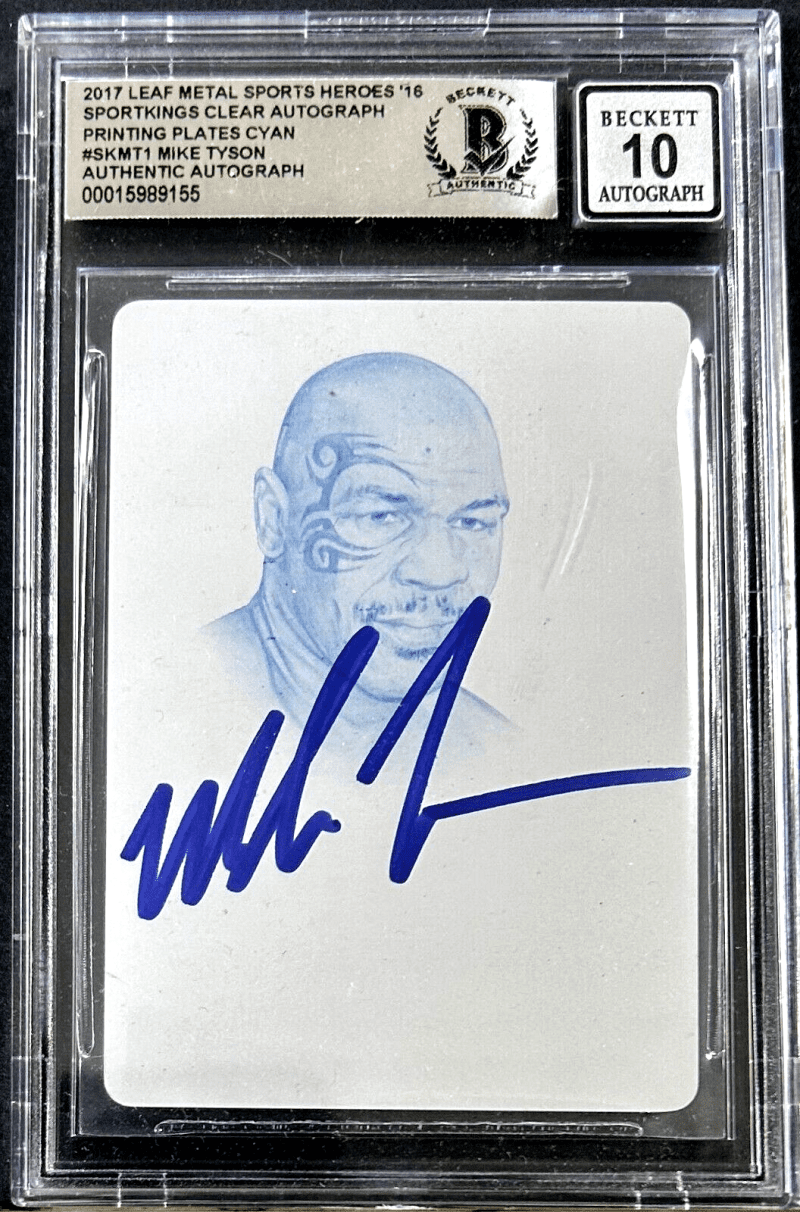 Mike Tyson Signed 2017 LEAF Metal Sports Hero's Printing Plates Beckett Auto 10