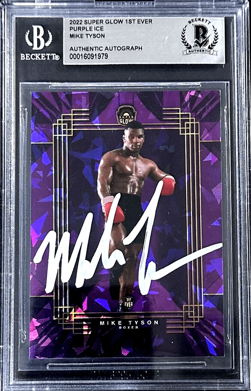 Mike Tyson Signed 2022 Super Glow 1st Ever Purple Ice Card 1 of 1 Beckett