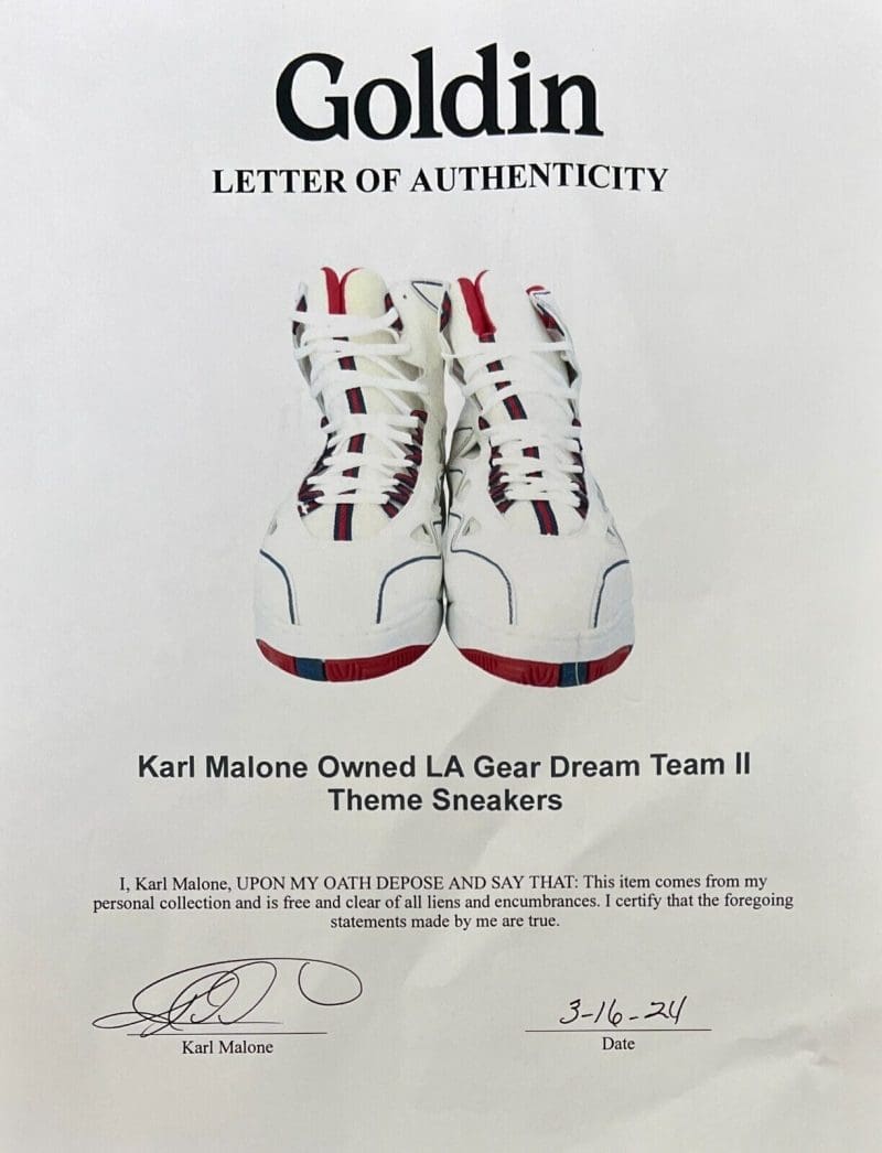 Karl Malone Signed Player Issue LA Gear USA Shoes JSA From Malone's Collection - Image 17