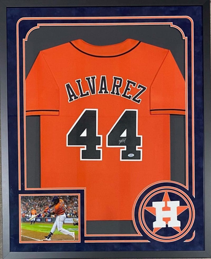 Yordan Alvarez Signed Autographed Framed Orange Jersey PSA Authenticated