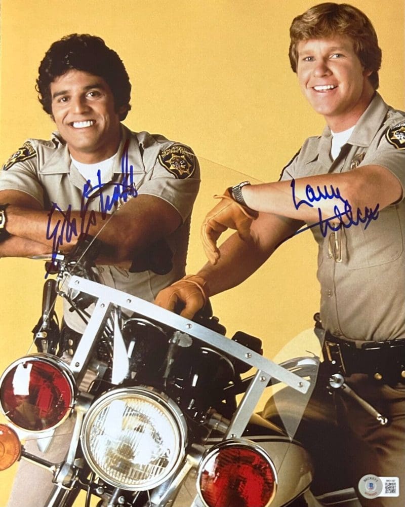 Erik Estrada & Larry Wilcox Signed Autographed CHIPS 11x14 Photo Beckett #3
