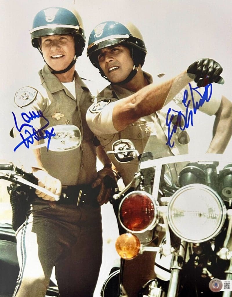 Erik Estrada & Larry Wilcox Signed Autographed CHIPS 11x14 Photo Beckett #4