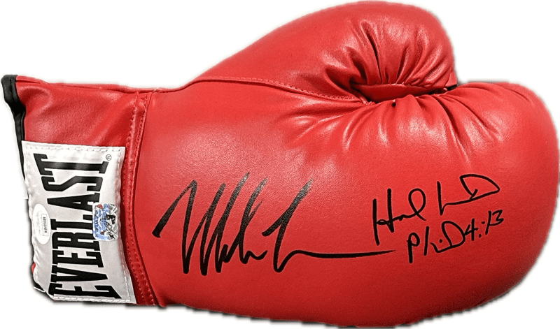 Mike Tyson & Evander Holyfield Signed Autograph Red Boxing Leather Glove JSA R