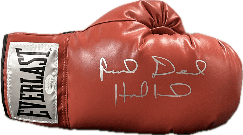Evander Holyfield "Real Deal" Signed Autograph Red Boxing Glove JSA Right