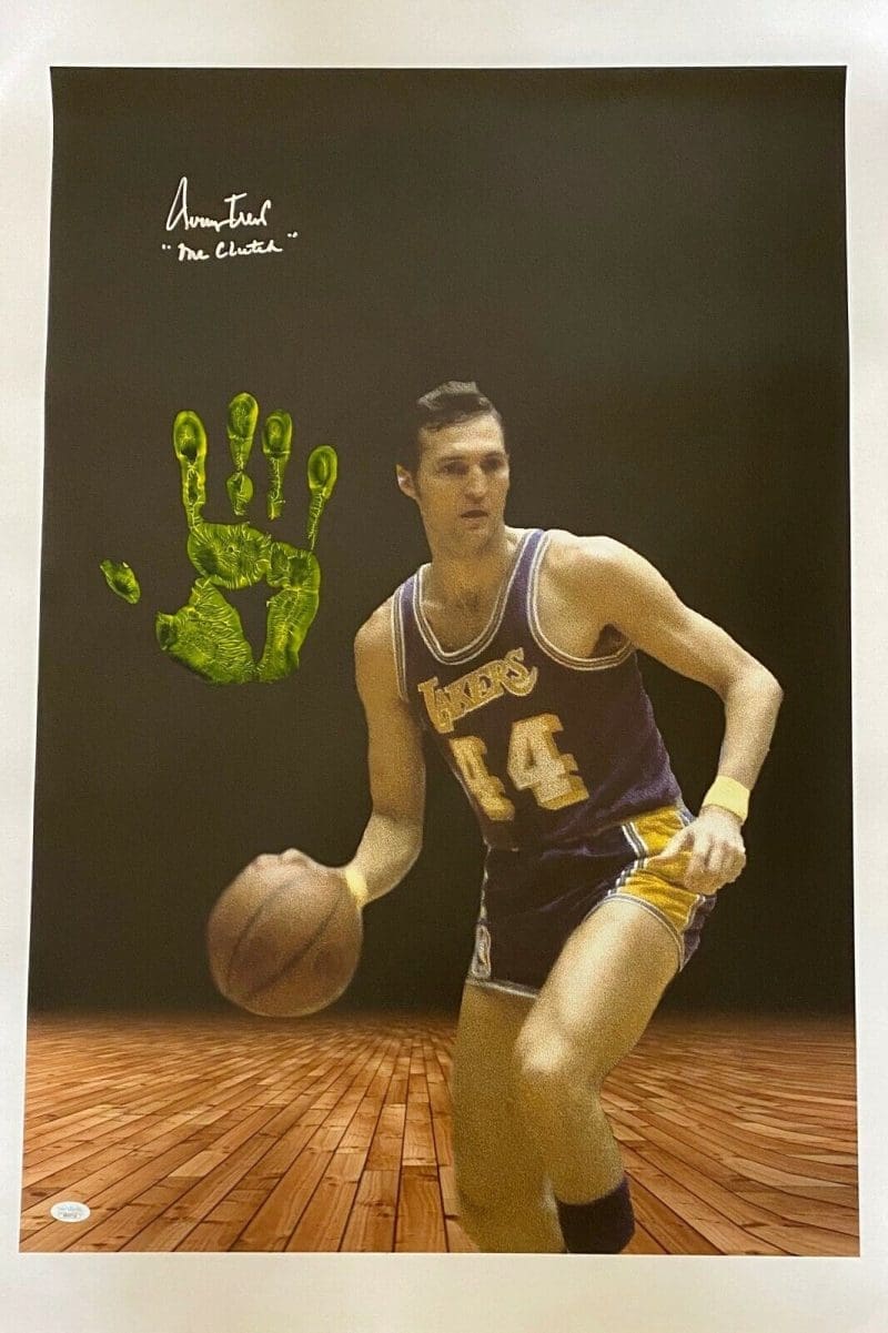 Jerry West Handprint Signed Autographed Unstretched 36x24 Canvas JSA The Logo 1