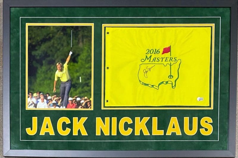 Jack Nicklaus Signed Autographed Framed Masters Flag Beckett Authenticated Jack