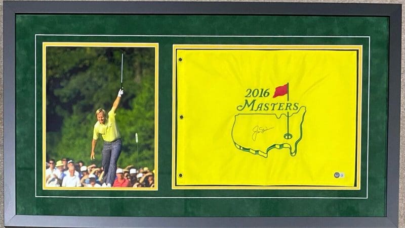 Jack Nicklaus Signed Autographed Framed Masters Flag Beckett Authenticated