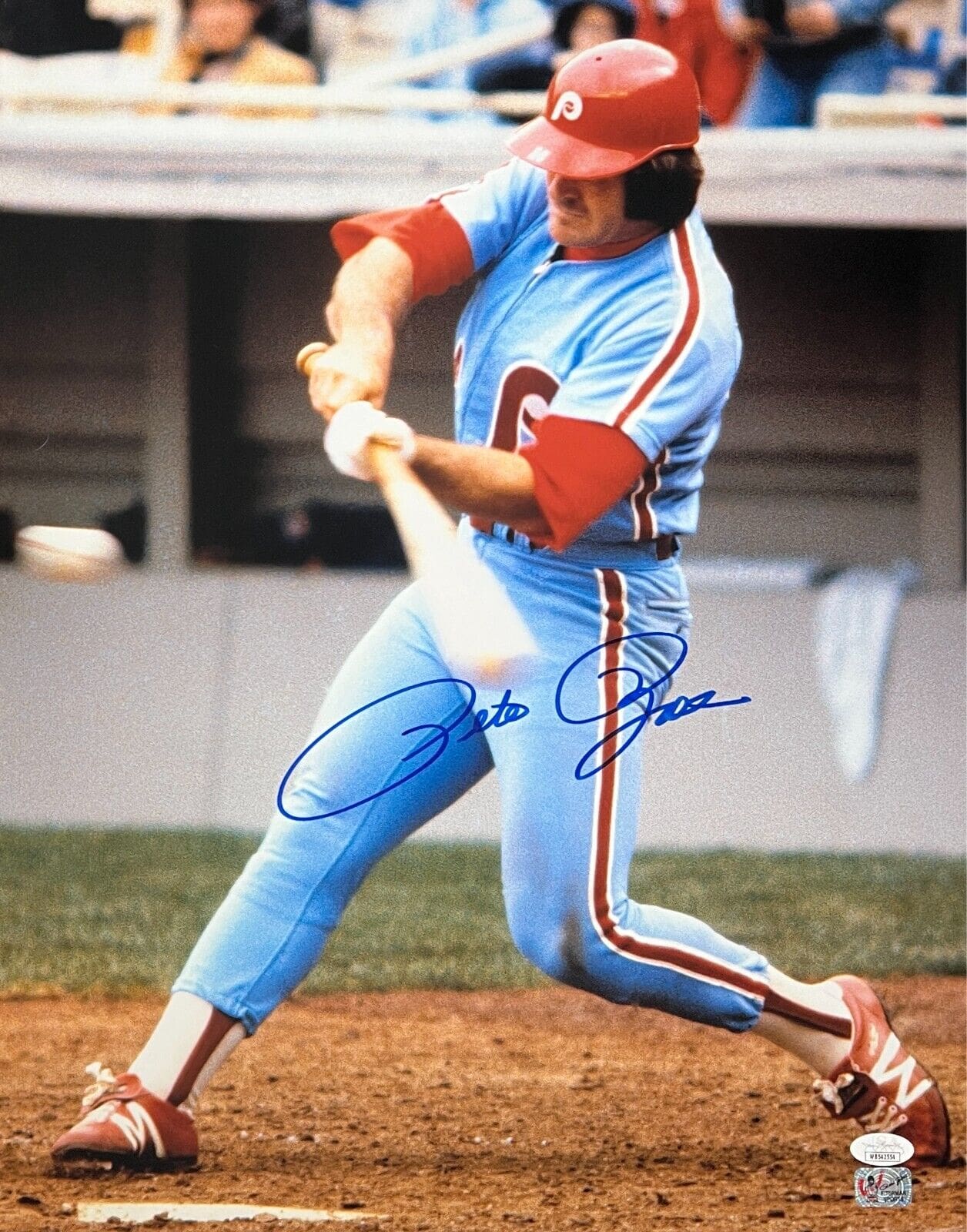 Pete Rose Signed 16x20 Photo JSA & Rose Exclusive Hologram Phillies 15 Blue
