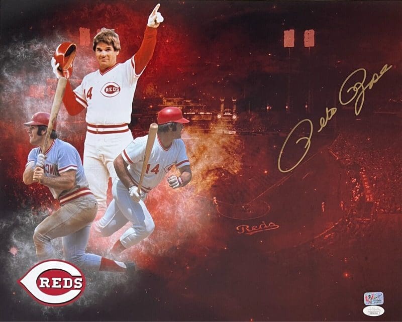 Pete Rose Signed Autographed 16x20 Photo JSA & Rose Exclusive Hologram REDS 10