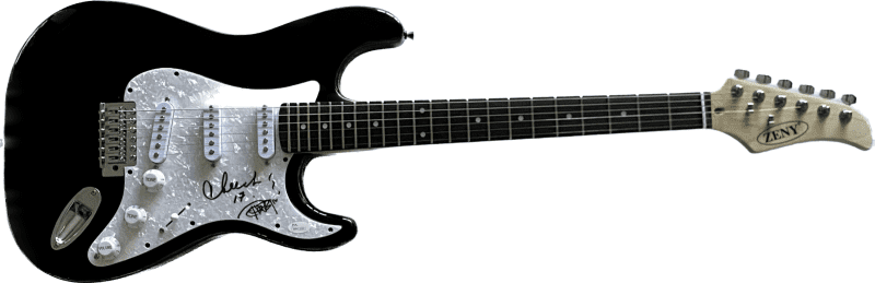 Cheech & Chong Autographed 39" Black Electric Guitar JSA Authen #1