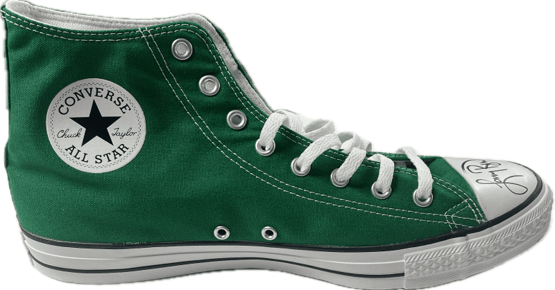 Larry Bird Signed Autographed Green Converse Shoe Beckett & Larry Bird Auth Left - Image 2