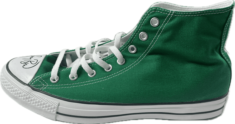 Larry Bird Signed Autographed Green Converse Shoe Beckett & Larry Bird Auth Left - Image 3
