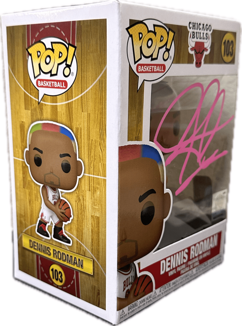 Dennis Rodman Signed Funko POP Figure JSA & Rodman Exclusive Hologram Authen Pin - Image 3