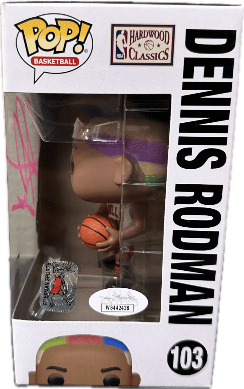 Dennis Rodman Signed Funko POP Figure JSA & Rodman Exclusive Hologram Authen Pin - Image 4