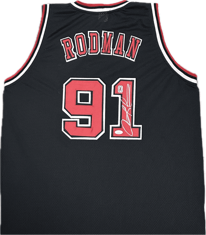 Dennis Rodman Signed Autographed Custom Black/Red Jersey JSA Authentication