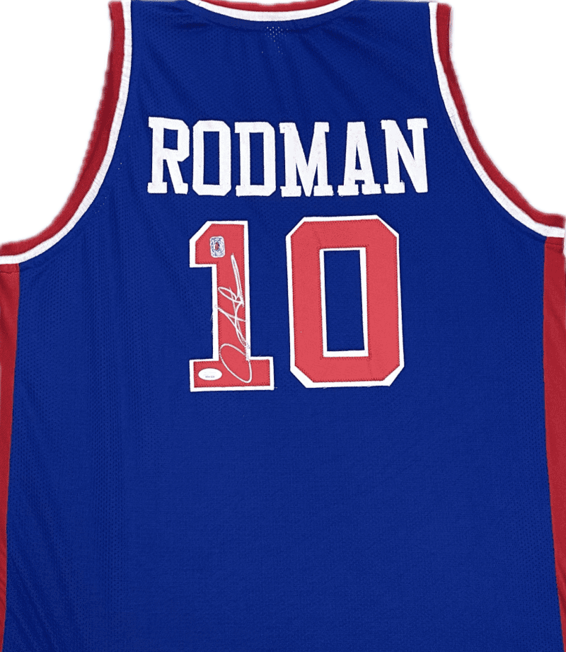 Dennis Rodman Signed Autographed Custom Blue/Red Jersey JSA Authentication