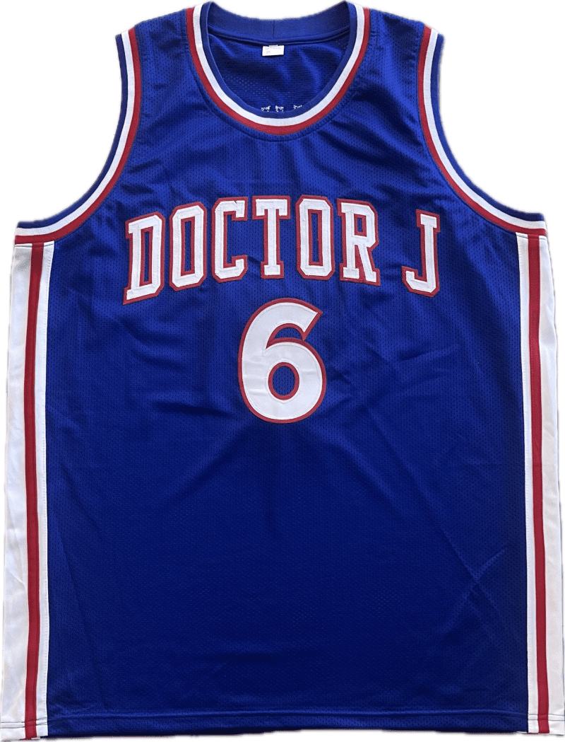 Julius Dr. J Erving Signed Autographed Custom Blue/White/Red  Jersey JSA - Image 2