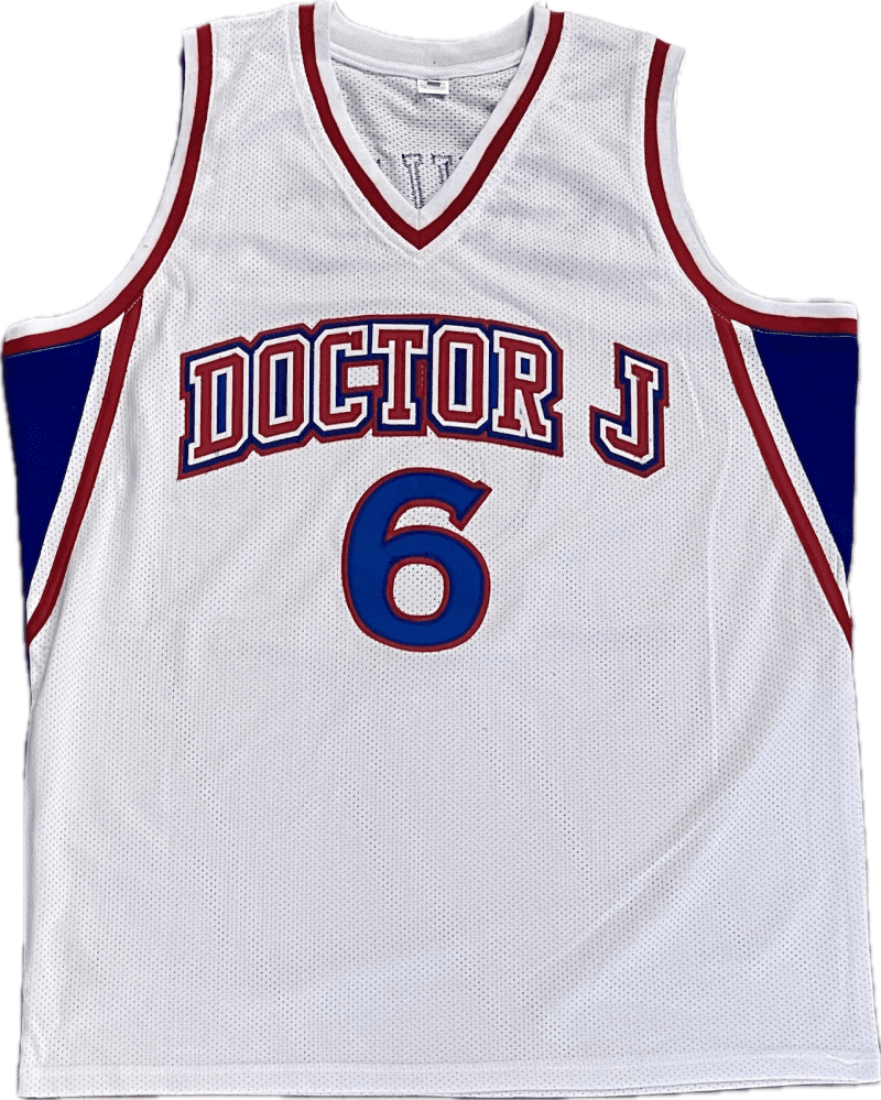 Julius Dr. J Erving Signed Autographed Custom White/Blue/RED #6  Jersey JSA - Image 2