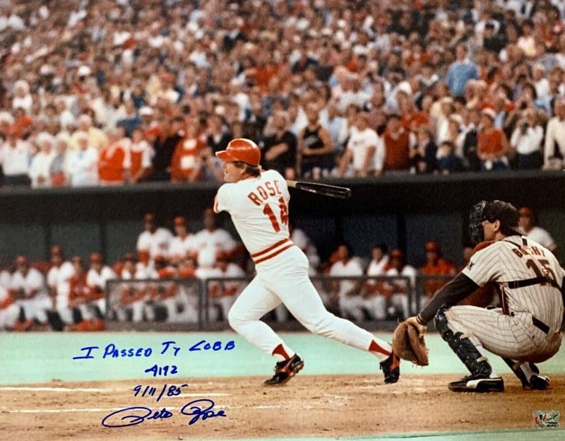 Pete Rose Autographed 16x20 Photo Pete Rose Exclusive Hologram Hit King 4192