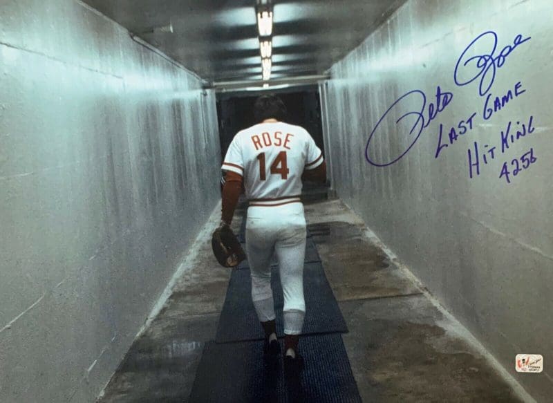 Pete Rose Autographed 16x20 Photo Pete Rose Exclusive Hologram Last Game