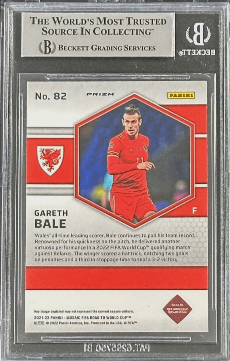 Gareth Bale Signed 2021-22 Panini Mosaic Road to FIFA WC Card #82 BAS 16625529 - Image 2