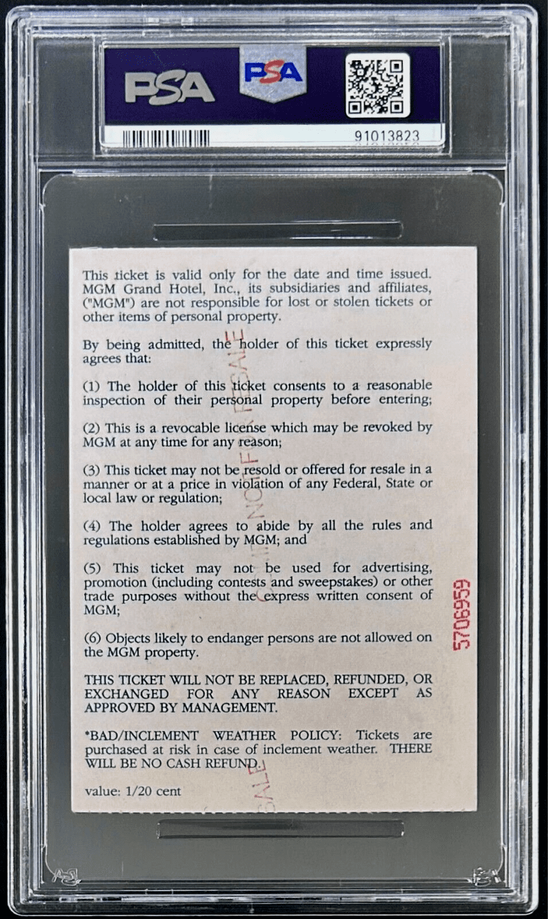 Mike Tyson vs Seldon Signed Ticket Stub PSA Auto Grade 10  2 Pac In Attendance 2 - Image 2