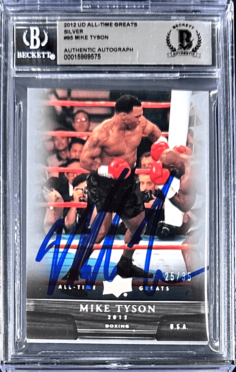 Mike Tyson Signed 2012 Upper Deck All Time Greats Silver Card #99 Beckett 25/35