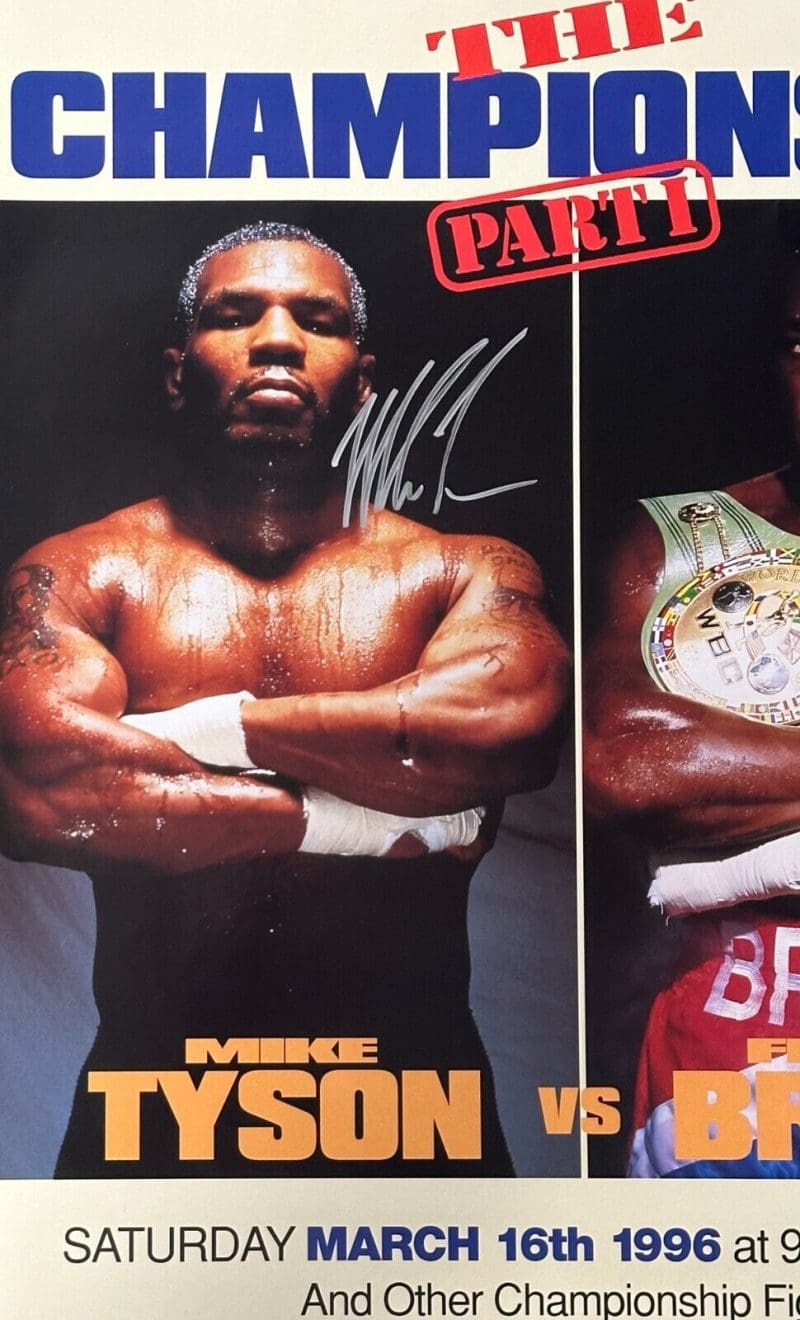 Mike Tyson vs Bruno Signed Original Fight Poster JSA & Tyson Holo Authentic Sil - Image 2