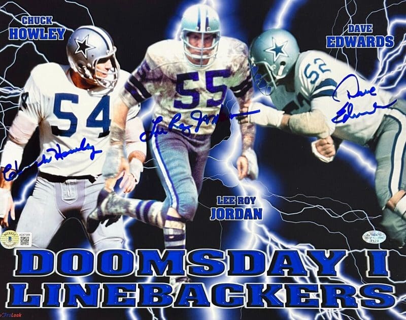Chuck Howley Lee Roy Jordan & Dave Edwards Signed 11x14 Photo Beckett Doomsday I