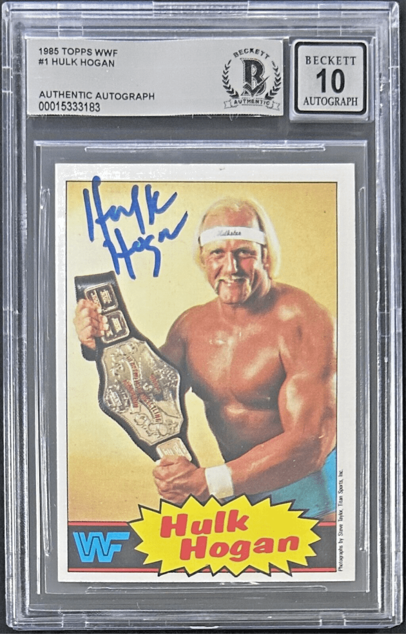 Hulk Hogan Autographed Signed 1985 Topps WWF Card #1 Beckett Auto 10 15333183