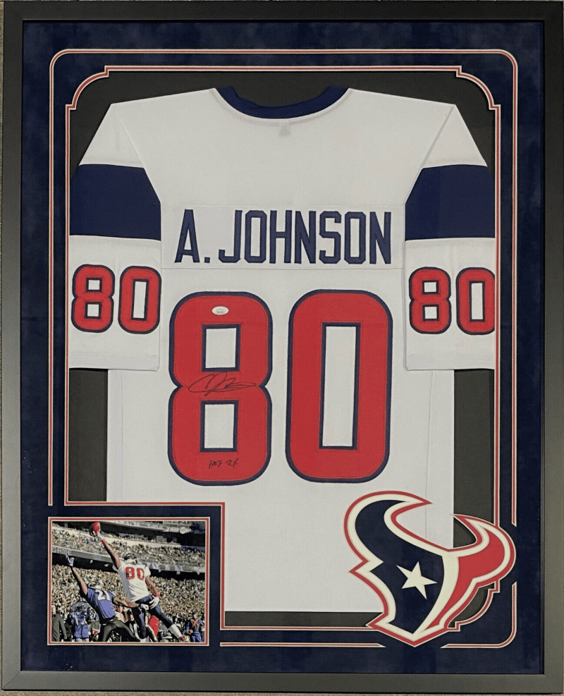 Andre Johnson Signed Autographed Framed White HOF 24 Jersey JSA Authenticated