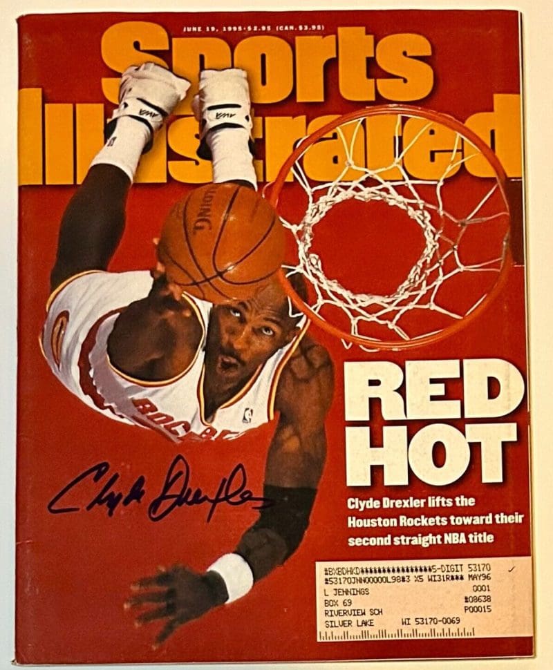 Clyde Drexler Autographed June 19, 1995 Sports Illustrated Magazine JSA Authen