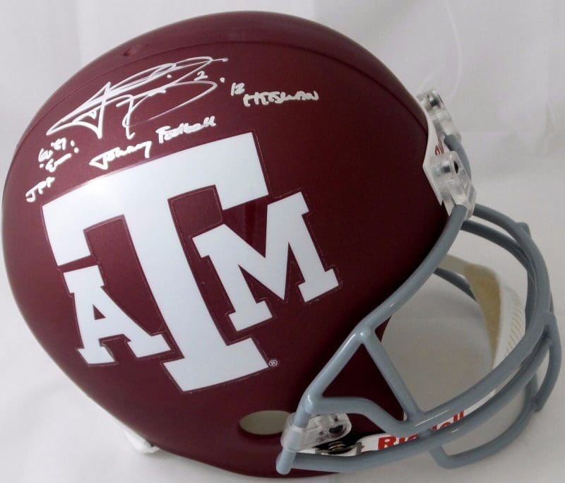 Johnny Manziel Autographed Maroon A&M Full Size Helmet Panini Authenticated