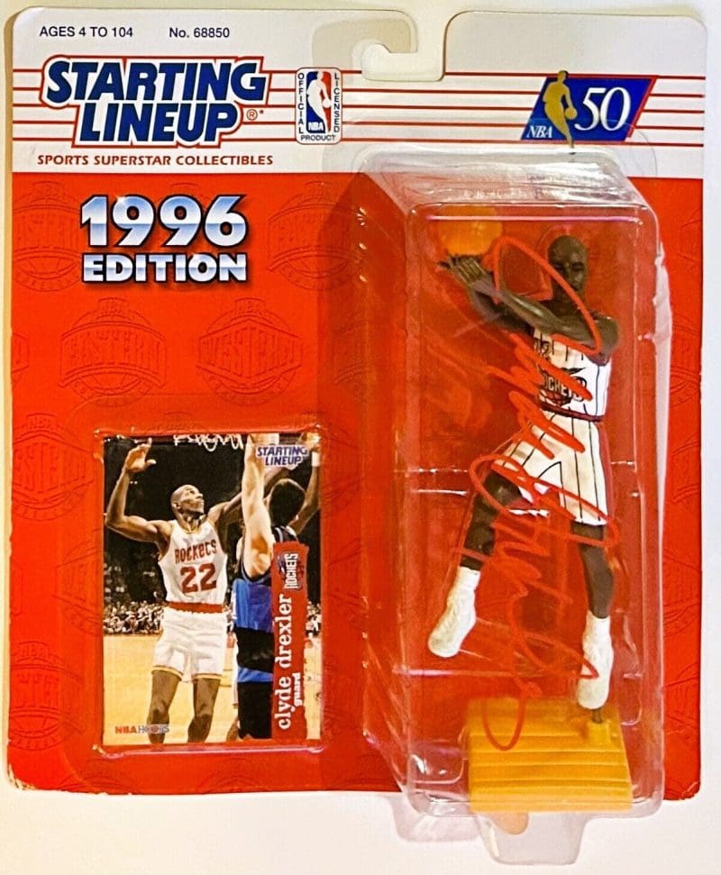 Clyde Drexler Signed Autographed 1996 Starting Lineup NBA 50 JSA Authen Rockets