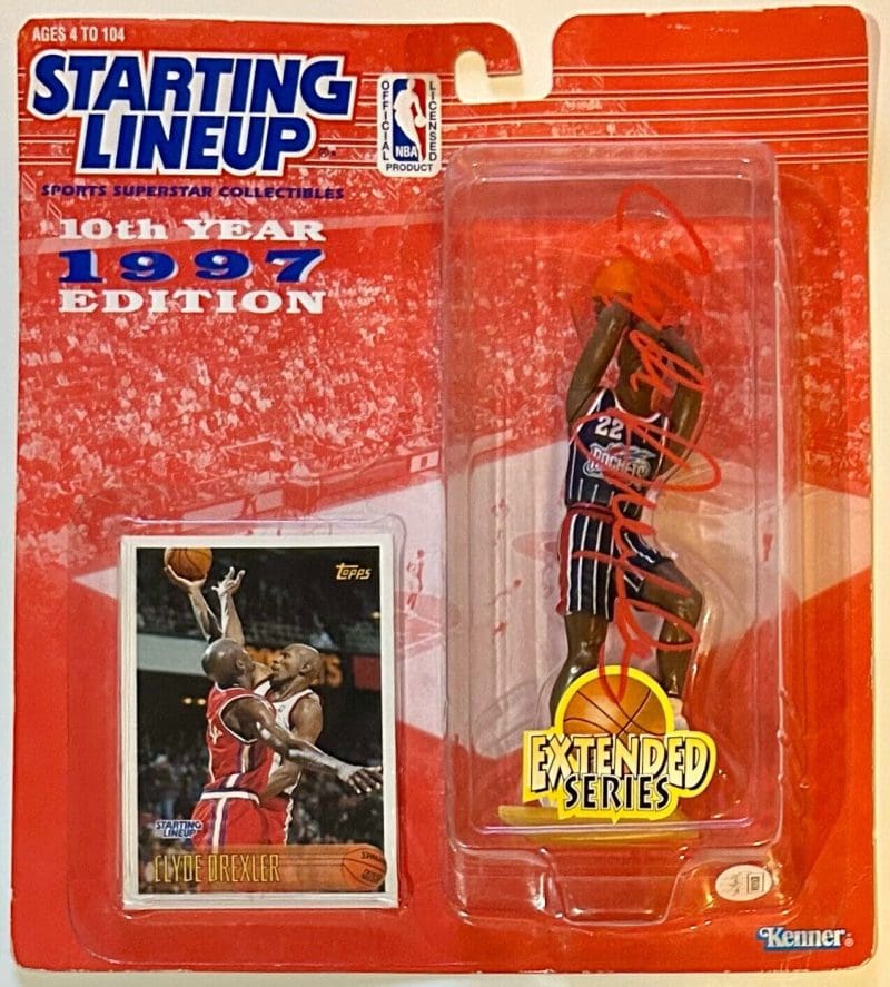 Clyde Drexler Signed Autographed 1997 Starting Lineup 10th Year Edition JSA
