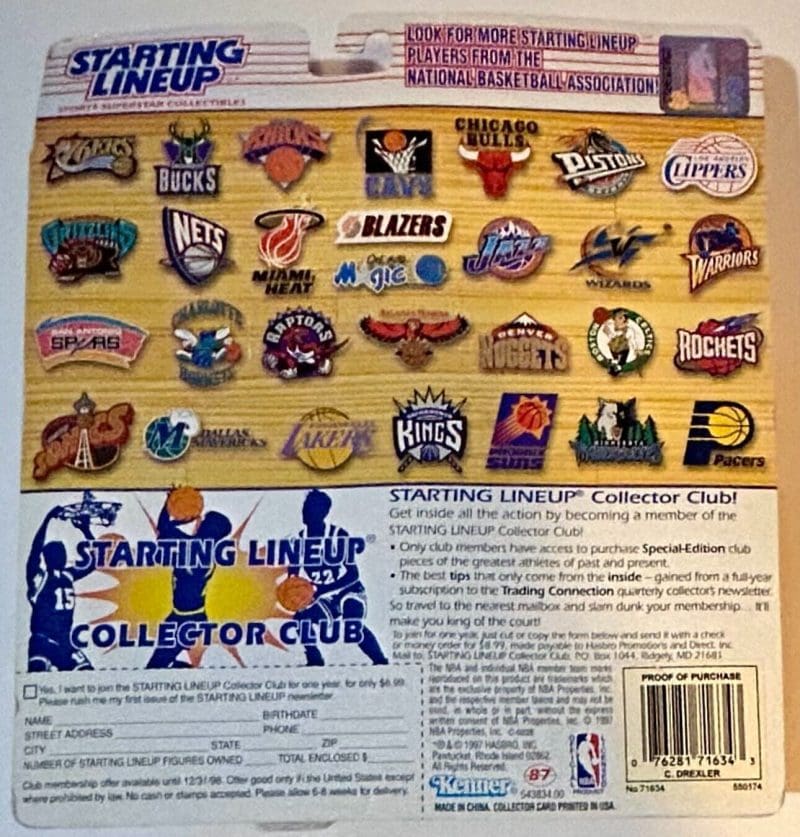 Clyde Drexler Signed Autographed 1997 Starting Lineup 10th Year Edition JSA - Image 2