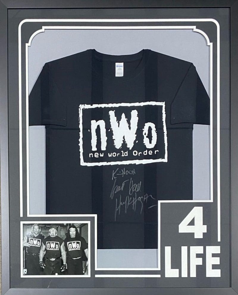 Hulk Hogan Kevin Nash Scott Hall Signed Autographed Framed Black Shirt JSA