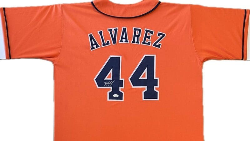 Yordan Alvarez Signed Autographed Custom Orange/Blue Jersey JSA Authentication