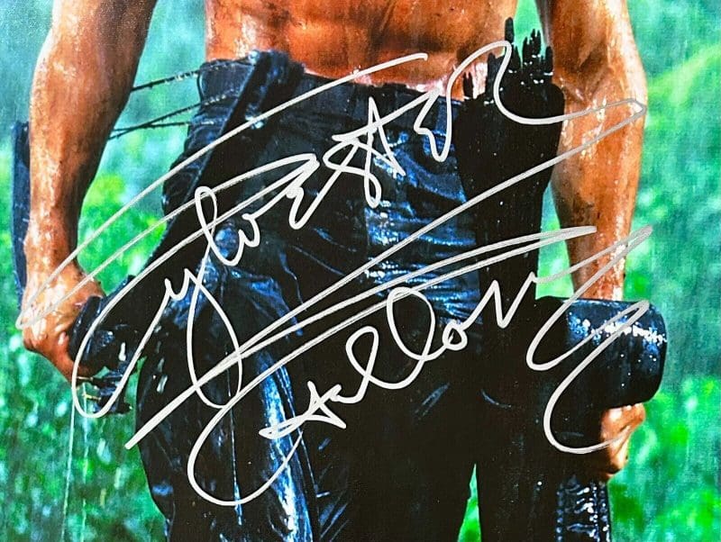 Sylvester Stallone Signed Rambo Unstretched Canvas 24x36 Beckett Authen A - Image 2