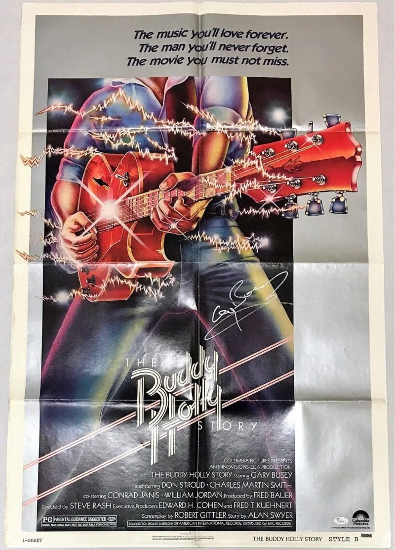 Gary Busey Autographed Original Buddy Holly Story Movie Poster 41x27 JSA I67246