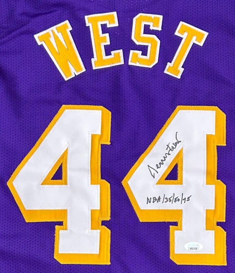 Jerry West Signed Autographed Custom Purple Jersey JSA Authen NBA 35/50/75 - Image 2