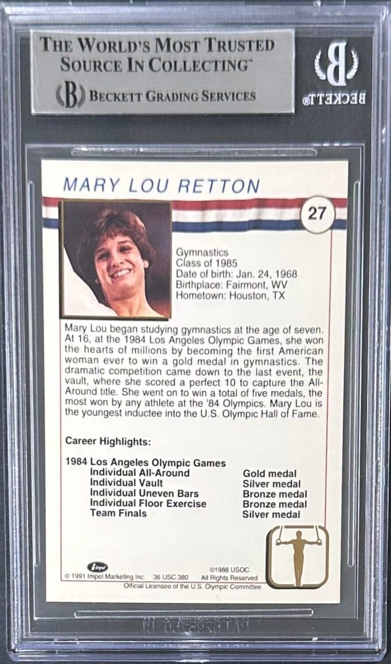 Mary Lou Retton Signed 1991 Impel U.S. Olympic Hall of Fame Card #27 Beckett - Image 2