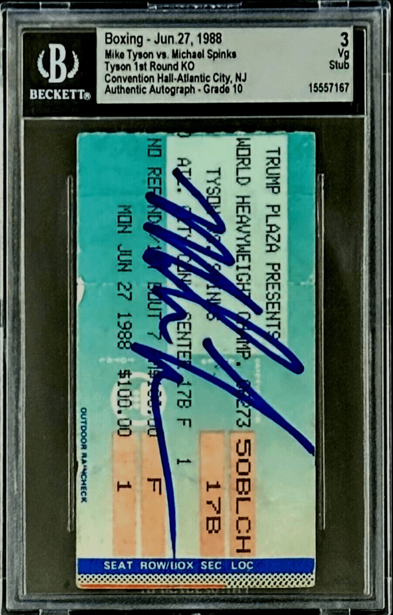 Mike Tyson vs Michael Spinks Signed Ticket Stub Beckett 1st Round KO - Image 2